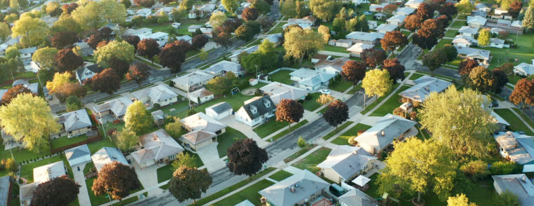 aerial view of residential houses
